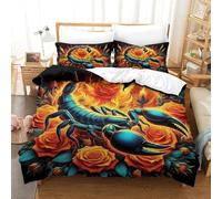 QIAVXZIP 3D Imprimé Scorpion Sets Housse De Couette 3Pcs Animaux Parure De Lit avec 2 Taies d'oreiller Fermeture Éclair pour Femmes Hommes King(220x240cm)