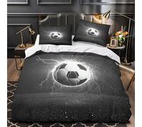 QIAVXZIP Ballon de Football Impression 3D 3 pièces Housse de lit Style ElectricStorm Housse de Courtepointe Microfibre Doux Anti-acariens pour Enfants Filles Adolescents Super King（260x220cm）