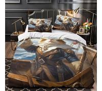 QIAVXZIP Capitaine Chat Impression 3D 3 pièces Housse de Courtepointe Housse de Couette Microfibre Respirant Fermeture éclair pour garçons Enfants Femmes Double（200x200cm）