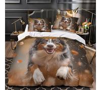 QIAVXZIP Chien Heureux Qui Court Impression 3D 3 pièces Housse de Courtepointe Housse de lit Microfibre hypoallergénique Respirant pour bébés Adolescents Hommes King（220x240cm）