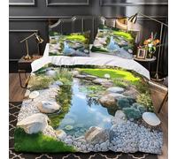 QIAVXZIP Conception d'un Bassin de Jardin Impression 3D 3 pièces Housse de lit Housse de Couette Microfibre Doux hypoallergénique pour bébés Enfants Adultes King（220x240cm）