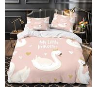 QIAVXZIP Cygne avec Couronne Impression 3D 3 pièces Housse de Courtepointe Housse de Couette Microfibre hypoallergénique Fermeture éclair pour Adolescents Filles Femmes King（220x240cm）