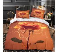 QIAVXZIP ElectricRose Impression 3D 3 pièces Housse de Couette Style Artistique Fantastique Housse de lit Microfibre Doux Fermeture éclair pour bébés Enfants Adolescents Double（200x200cm）