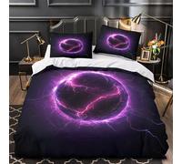 QIAVXZIP ElectricSphere Impression 3D 3 pièces Housse de Couette Style FantasyEnergy Housse de Courtepointe Microfibre Fermeture éclair Anti-acariens pour bébés garçons Femmes King（220x240cm）