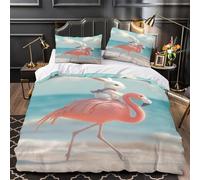 QIAVXZIP Flamant Rose chevauchant Un Lapin Impression 3D 3 pièces Housse de lit Style Dessin animé Mignon Housse de Couette Microfibre Doux Respirant pour bébés Enfants Hommes Single（140x200cm）