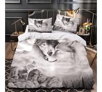 QIAVXZIP Les Deux Loups s'aiment Impression 3D 3 pièces Housse de Courtepointe Housse de lit Microfibre hypoallergénique Respirant pour garçons Enfants Femmes Single (135x200cm)