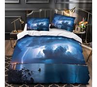 QIAVXZIP Orage Impression 3D 3 pièces Housse de lit Ciel Nocturne spectaculaire Housse de Courtepointe Microfibre Doux Anti-acariens pour Enfants Filles Adolescents King（220x240cm）