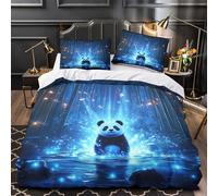 QIAVXZIP Panda dans Une forêt Mystique Impression 3D 3 pièces Housse de lit Housse de Courtepointe Microfibre hypoallergénique Respirant pour garçons Enfants Femmes Double（200x200cm）