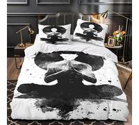QIAVXZIP Posture de méditation Impression 3D 3 pièces Housse de Couette Style Artistique Noir et Blanc Housse de lit Microfibre Doux Anti-acariens pour bébés Adolescents Femmes Single（140x200cm）