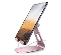 Qiawum HXC-011US Support universel pliable pour tablette de bureau compatible avec iPad Pro/Mini/Air, compatible avec les appareils mobiles et tablettes de 4 à 13" (or rose)