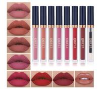 QiBest 7Pcs Matte Liquid Lipstick + 1Pcs Lip Plumper Makeup Set Kit, Pigmented Long Lasting Lip gloss Set, Velvet Waterproof Lip
