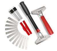 Qibivfo Lot de 2 Grattoirs à Papier Peint avec 22 Lames SK5 (10 cm), Racloir Mural avec Poignée Antidérapante, Outil de Décapage pour Peinture, Adhésifs, Enduits, Carrelage et Sol