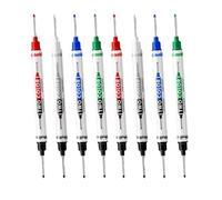 Qibivfo Lot de 20 marqueurs pour trous profonds - Avec pointe extra longue, double tête et bicolore - À base d'huile - Pour bois, métal et chantier - 5 couleurs