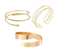Qiblaou Bracelet de Bras pour Femmes 3 Pièces Ensemble de Bracelets de Bras Réglables Réglable Bracelets Brassard en Métal Bracelet, Convient pour Bal, Mariage, Cadeau