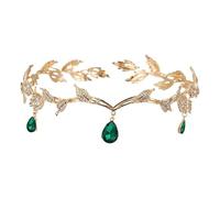 Qiblaou Couronne Reine Couronne Vert de Cristal Fleur Cheveux Rétro Diademe Mariage, Adapté aux de Rôle,Cosplay Femme Medieval Femme aux Mariages aux événements Carnaval