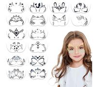 Qiblaou Pochoir Maquillage Visage Ensemble de 16 Pièces Pochoirs de Peinture Faciale Réutilisables 12 × 20 cm Pochoir Maquillage Enfant,aux Bricolage Quotidien,Soirées événements