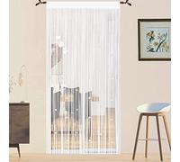 QiBoYuYe Rideau Fil Rideau De Porte en Perles Rideaux Mouche pour Porte Exterieur Moustiquaire Rideau Anti Mouches Exterieur Cloison De Séparation De Pièces (Blanc 200x200cm)