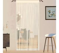 Rideau Fil Rideau Porte Fenetre Rideau Anti Mouches pour Porte Exterieur Moustiquaire Rideaux Rideau Anti Mouche Exterieur Cloison De Séparation De Pièces Rideau De Porte (Champagne, 90 x 200 cm)