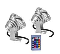 QICBYING Lot De 2 Lampe De Bassin sous-Marine Étanche IP68 - Lampe De Piscine Extérieure 10W, Éclairage D'aquarium RVB, avec Projecteurs Télécommandés, Lampes LED Submersibles pour Fontaine(10W(12V))