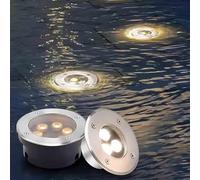 QICBYING Projecteur LED encastré - Lampe de Fontaine extérieure, 24V Ultra-Mince, étanche IP68, Spot Rond encastrable, pour la décoration paysagère sous-Marine(Blue,9W-24V)