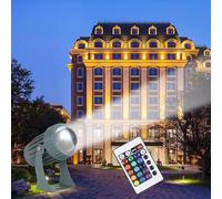 QICBYING Projecteur Mural RGB - Spot Rotatifs, Projecteur À Faisceau Étroit 10W avec Télécommande, Projecteurs LED Longue Portée AC 85-265V, Éclairage Architectural Extérieur