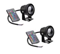 QICBYING Projecteurs LED pour Fontaines - Éclairage Subaquatique RVB, Projecteur À Faisceau LED Étanche IP68 À Miroir Convexe, Éclairage De Bassin 12V/24V, pour Étang, Jardin, Bateau(2PCS 10W(24V))