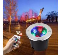 QICBYING Spot D'extérieur Encastrable RVB, Projecteurs De Jardin 6W À Changement De Couleur avec Télécommande, Spot De Sol LED Encastrable Étanche IP67, Spots Extérieurs Ronds Enterrés(6W(220V))