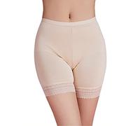 QICEDER Anti frottement Shorts Femmes Pantalon de Sécurité Sans Couture Boxer Dentelle Courtes Culotte Élastique Mince Leggings, beige, XL