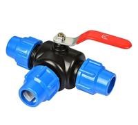 QICEHESE Vanne de Type T à Noyau en Acier à 3 Voies, avec Interrupteur, vanne à Bille en Plastique à Connexion Rapide for l'irrigation des Terres agricoles, 1 pièce(50MM)