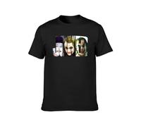 QICHEN BAG Men's Round Neck T-Shirt Credits Joker 2019, Joaquin Phoenix, Jack Nicholson, Put on Happy Face, Movie Button Closure Black L