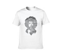 QICHEN BAG Men's Summer T-Shirt Jimmy Hendrix Lyrics Silhouette Funny Classic Style White S