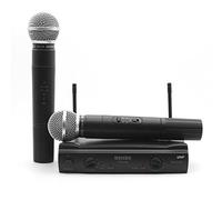 QiCheng&LYS Microphone sans Fil,Système de Microphone sans Fil à Main Double Canal Professionnel VHF avec 2 micros dynamiques émetteurs à Main pour fête,Conférence et karaoké (PGX58)