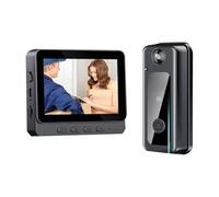 Qichill Caméra Smart Video Doorbell sans fil, caméra de surveillance pour intérieur, caméra Cat'S Eye, surveillance anti-vol de porte, 3 pouces