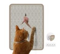 QICIKRASE Grattoir à ongles pour chat - Tapis griffoir en sisal naturel avec oxyde d'aluminium grain 80, feuilles adhésives et vis d'extension pour un montage mural ou au sol sécurisé, idéal pour