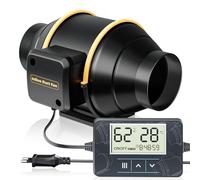 QiCrafe Extracteur d’Air Intelligent 100 mm, 367 m³/h, Régulation Automatique Température & Humidité avec Minuterie, Ventilateur en Ligne pour Serre et Tente de Culture, Moteur Protégé