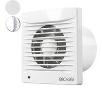 QiCrafe Extracteur d‘Air Silencieux 24dB, Ventilateur Salle de Bain 100mm, Double Roulement à Billes, IPX4 Étanche, Prise EU, Débit 100m³/h, Ventilation Efficace pour Cuisine, WC, Cave et Buanderie