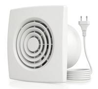 QiCrafe Extracteur d‘Air Silencieux 24dB, Ventilateur Salle de Bain 100mm, Double Roulement à Billes, IPX4 Étanche, Prise EU, Débit 100m³/h, Ventilation Efficace pour Cuisine, WC, Cave et Buanderie