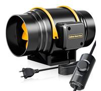 QiCrafe Extracteur d'air 150mm Réglable,689m³/h Silencieux Équipement de Ventilation pour Serre, Booster, Ventilateur d’Extraction avec Contrôleur de Vitesse, Moteur Protection Contre la Surchauffe