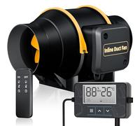 QiCrafe Intelligent Extracteur d'air 100mm avec Télécommande, Minuteri,Régulateur de Température et d'humidité, Double Roulement, 367m³/h pour Tentes de Culture, Hydroponique, Garage, Imprimantes 3D