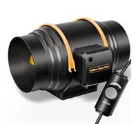 QiCrafe Ventilateur de Conduit réglable 150 mm avec variateur de Vitesse, Ventilateur d’Extraction en Ligne, Moteur à Double roulement à Billes, Protection surchauffe, Prise EU, câble VDE 3 m