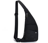 Qidelong Sac à bandoulière fin pour homme et femme - Poche personnelle - Sac à dos décontracté - Sac banane de voyage, noir, 16.5 X 9.05 X 1.6 inch, Fin et tendance