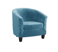 qiden Housse de Chaise de Baignoire 2 pièces économique (avec Housse de Coussin). Housses de Chaise Club en Velours à Haute élasticité pour fauteuils Salon et réception de Bureau-Paon Bleu