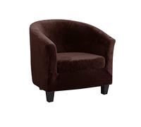 Qiden Housse Fauteuil Cabriolet Crapaud Velours 2 Pièces - Couvre Extensible pour Club et Salon avec Housse De Coussin - Marron Foncé