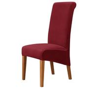 qiden Housses De Chaise De Salle à Manger en Velours, Housse Extensible pour Grande Chaise, Housse De Chaise à Dossier Haut Protecteur De Chaise XL-Bordeaux-Pack of 2