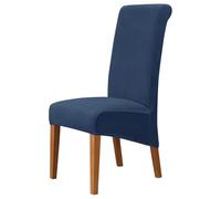qiden Housses De Chaise De Salle à Manger en Velours, Housse Extensible pour Grande Chaise, Housse De Chaise à Dossier Haut Protecteur De Chaise XL-Bleu Marine-Pack of 4