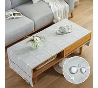 qiden Nappe Rectangulaire Table Basse Coton et Lin avec Poche Latérale, Imperméable Anti Tache Nappe Table Basse-D-50x145cm(20x57inch)