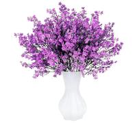 QIDESHENG Lot de 8 bouquets de fleurs artificielles semblables à de vraies fleurs artificielles Gypsophila pour arrangement floral, mariage, fête, cuisine, centre de table (violet)