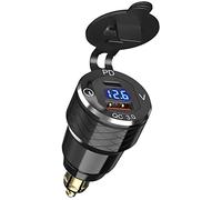 Qidoe Adaptateur Prise DIN vers USB Chargeur de Moto, Métal Double USB PD 30W et QC 18W DIN Socket avec Affichage Tension pour Moto BMW, Ducati, Triumph, Charge Rapide 12V - 24V