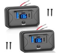 Qidoe Lot de 2 Prise USB C 12 V pour Camping-Car Dual 36 W PD et QC 18 W USB Multi Port Chargeur Prises Charge Rapide avec Interrupteur Voltmètre pour 12 V/24 V Bateaux, Moto, Camions, Golf