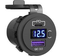 Qidoe Pr De Chargeur De Voiture Usb C 48w, Pr De Voiture 12v/24v Pd&qc 3.0 Avec Voltmètre À Led Et Interrupteur Chargeur De Voiture Rapide Pour Voiture, Bateau, Camion, Golf, Moto